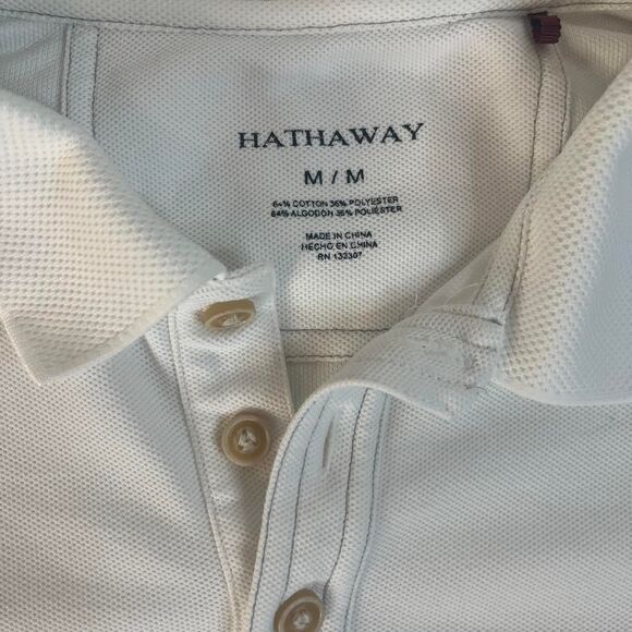 Hathaway Men's White Polo-shirts size M - Picture 3 of 4